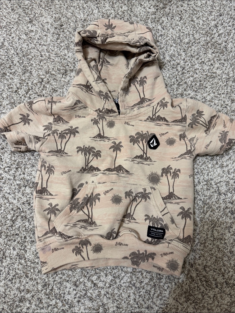 Volcom Kids Beige Palm-Print Pullover Hoodie